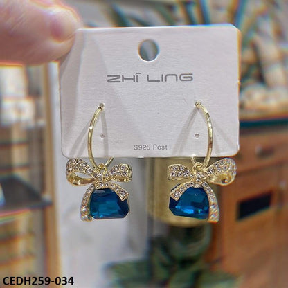 CEDH259 ZHL Dazy Bow shape Drop Earrings Pair