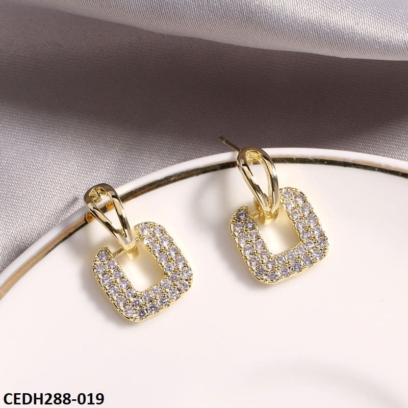 CEDH288 XST Tear Square Drop Earrings Pair