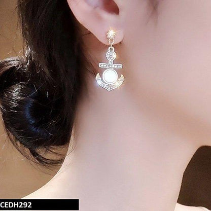 CEDH292 XST Ship Anchor Tear Drop Earrings Pair