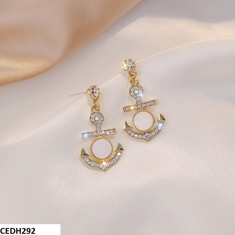 CEDH292 XST Ship Anchor Tear Drop Earrings Pair