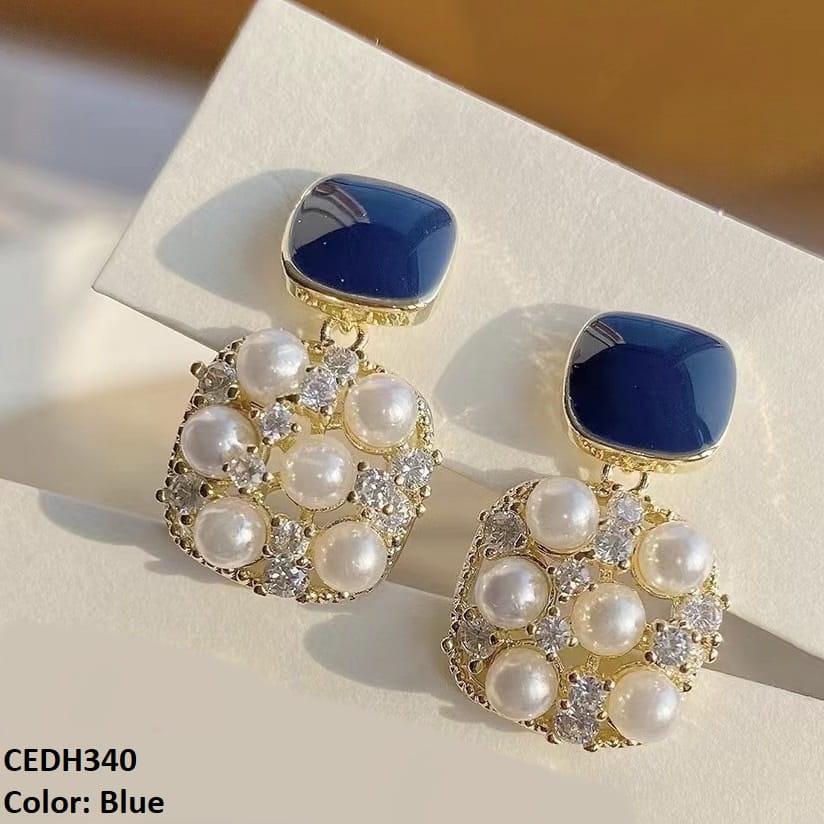 CEDH340 BTO Square Ear Drop Earrings Pair