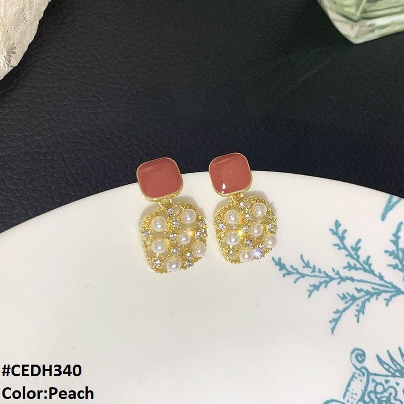 CEDH340 BTO Square Ear Drop Earrings Pair