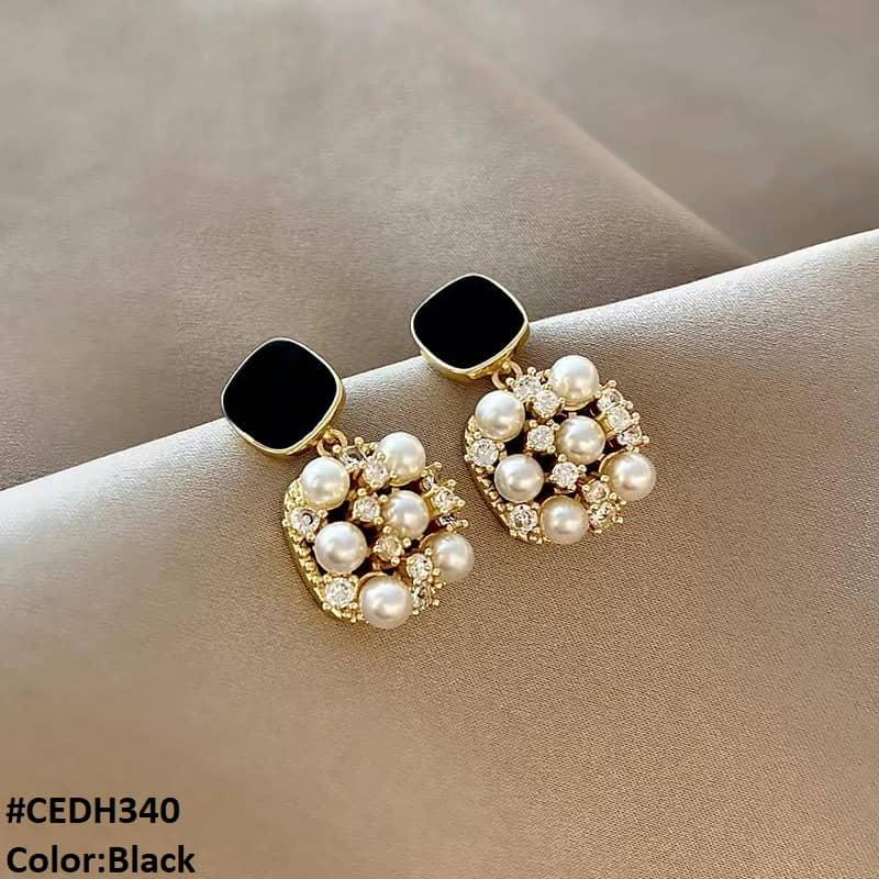 CEDH340 BTO Square Ear Drop Earrings Pair