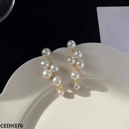 CEDH376 BTO ZigZag Pearl Drop Earrings Pair