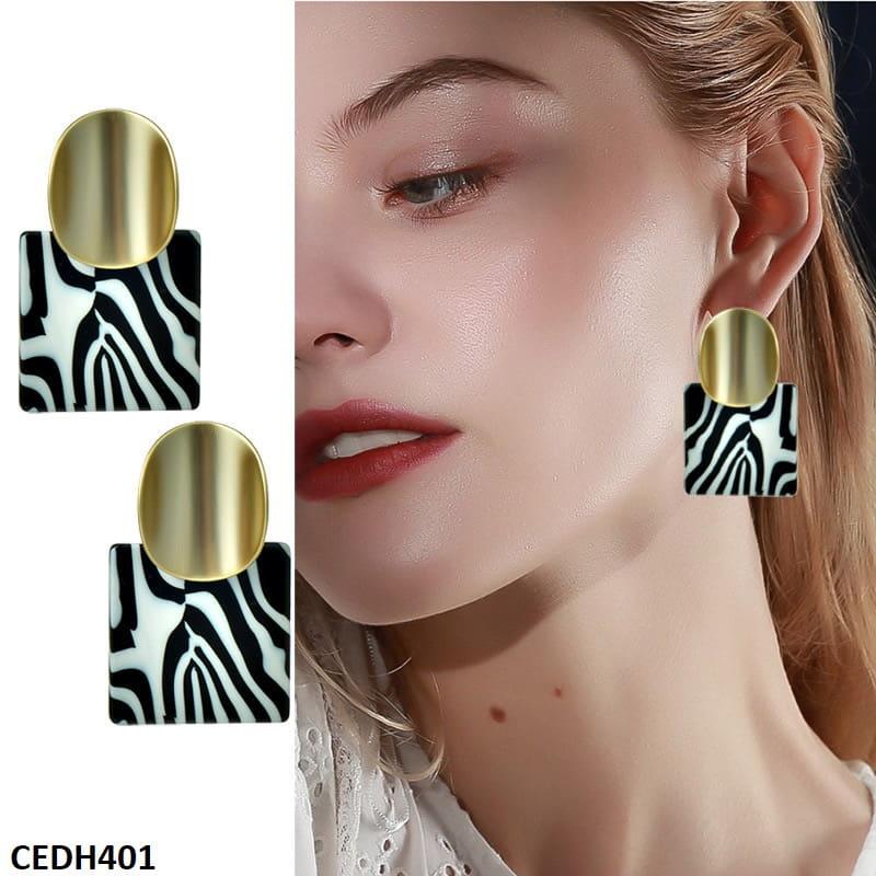 CEDH401 YHC Shaded Sqaure Drop Earrings Pair