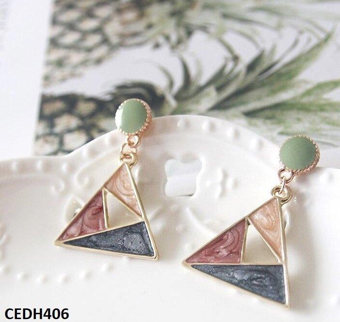 CEDH406 YHC Painted Triangle Drop Earrings Pair