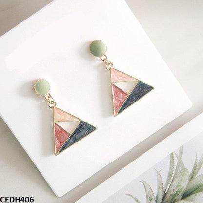 CEDH406 YHC Painted Triangle Drop Earrings Pair