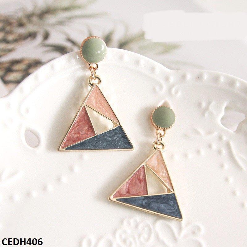 CEDH406 YHC Painted Triangle Drop Earrings Pair