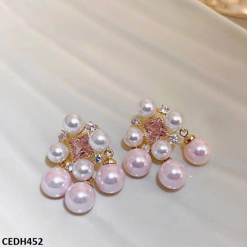 CEDH452 ZHL Pink Beads Drop Earrings Pair