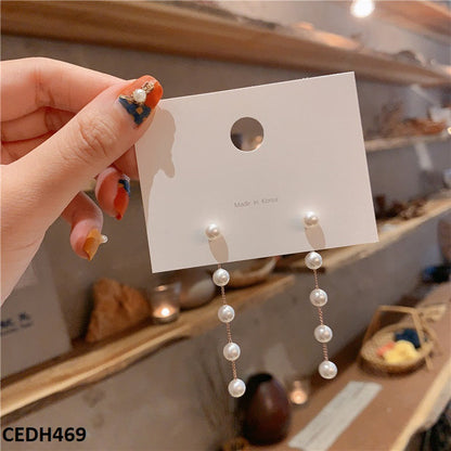 CEDH469 YYZ Pearl Chain Drop Earrings Pair