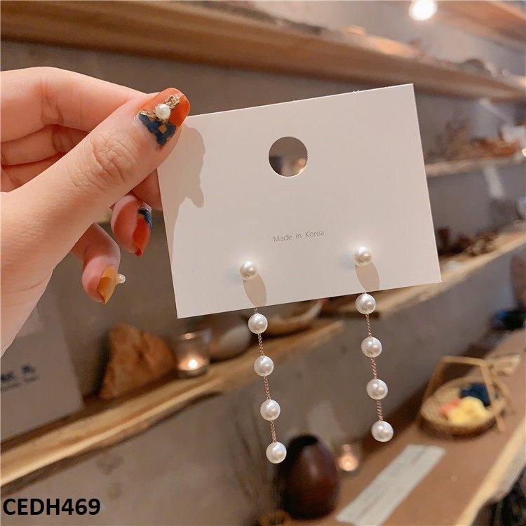 CEDH469 YYZ Pearl Chain Drop Earrings Pair