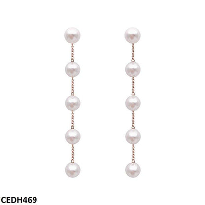 CEDH469 YYZ Pearl Chain Drop Earrings Pair