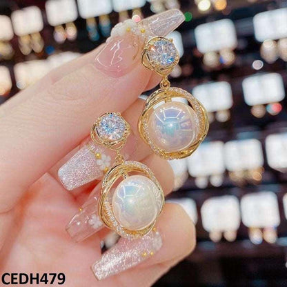 CEDH479 BTO Circle Layered Drop Earrings