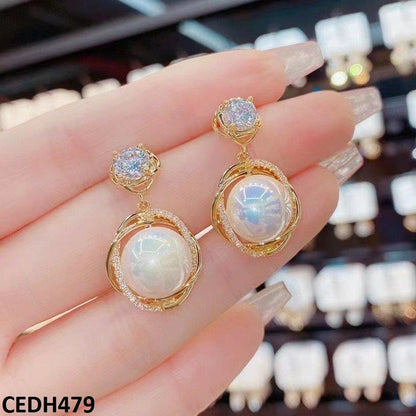 CEDH479 BTO Circle Layered Drop Earrings