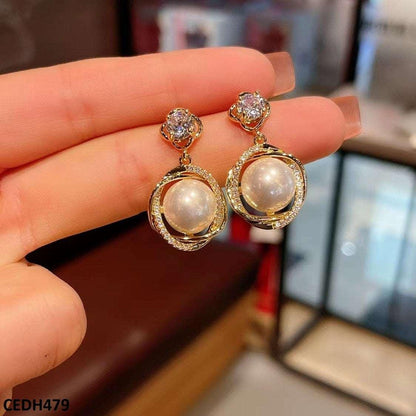 CEDH479 BTO Circle Layered Drop Earrings