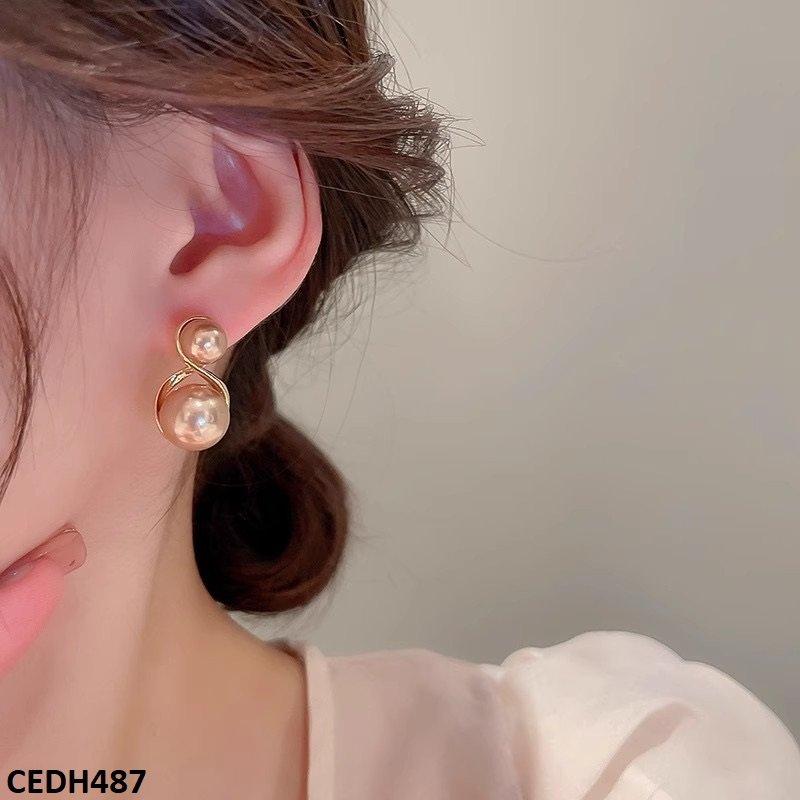 CEDH487 YYZ Round Pearl Drop Earrings