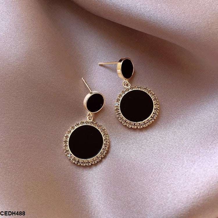 CEDH488 YYZ Double Round Drop Earrings