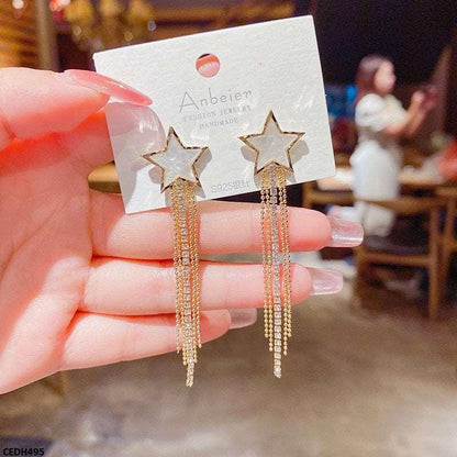 CEDH495 ZHL Star Chain Drop Earrings