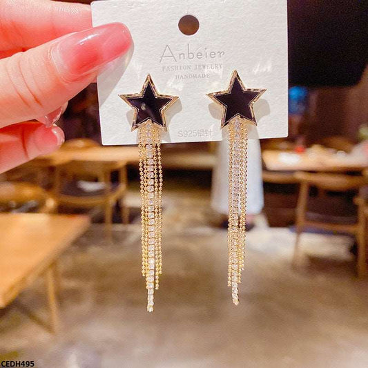 CEDH495 ZHL Star Chain Drop Earrings