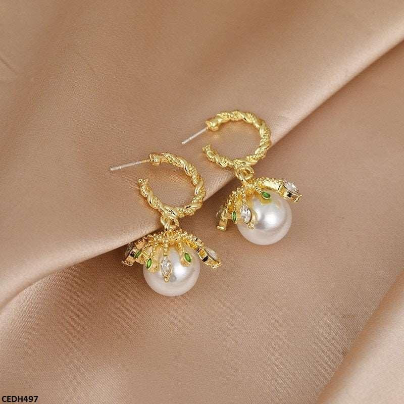 CEDH497 JMN Covered Pearl Drop Earrings