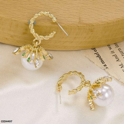 CEDH497 JMN Covered Pearl Drop Earrings