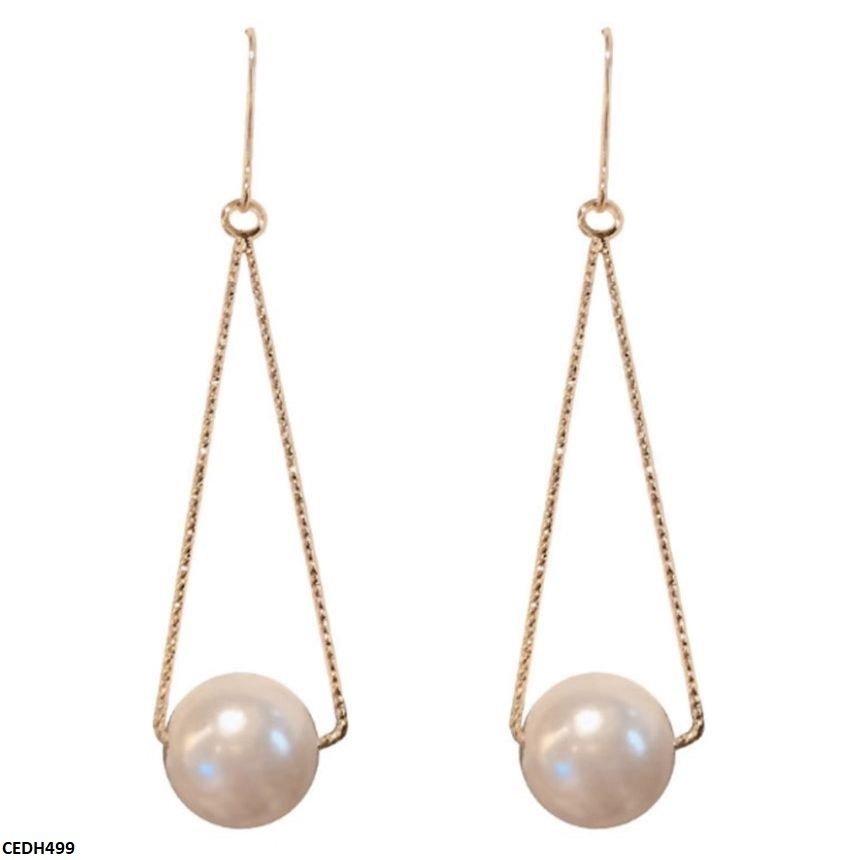 CEDH499 YYZ Triangle Pearl Drop Earrings