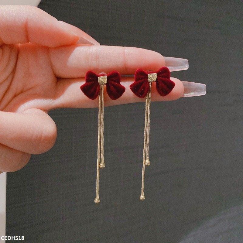 CEDH518 ZHL Bow/Tassel Drop Earrings Pair