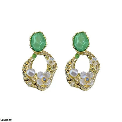 CEDH529 ZCD Oval/Round Casting Drop Earrings