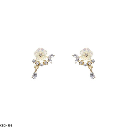 CEDH555 HJF Flower/Tear Drop Earrings