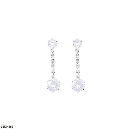 CEDH569 HJF Round Stone Drop Earrings