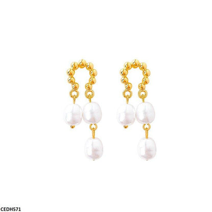 CEDH571 HJF Round Pearl Drop Earrings