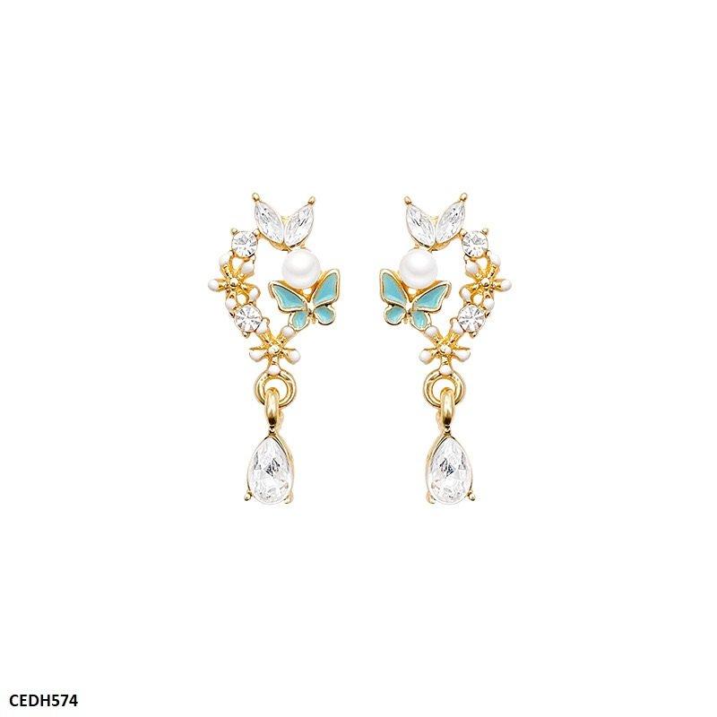 CEDH574 HJF Butterfly/Tear Drop Earrings