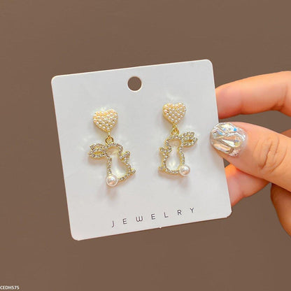 CEDH575 XST Heart/Rabbit Drop Earrings