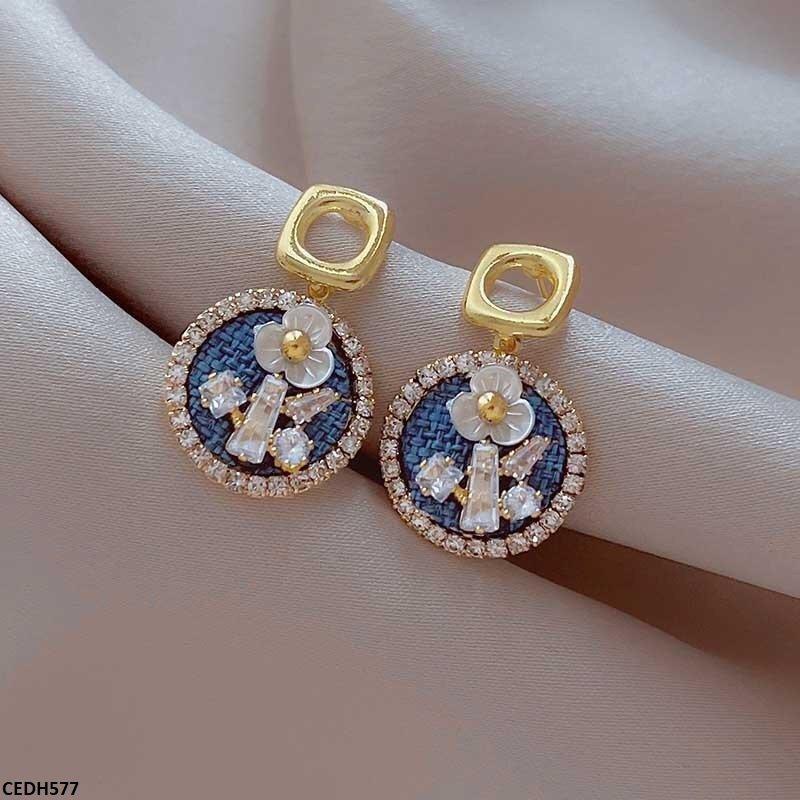 CEDH577 ZCD Square/Round Drop Earrings