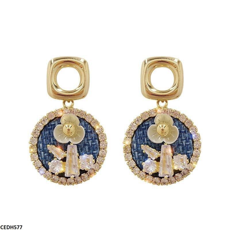 CEDH577 ZCD Square/Round Drop Earrings