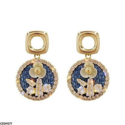 CEDH577 ZCD Square/Round Drop Earrings