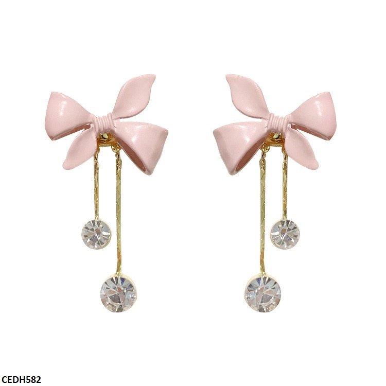 CEDH582 ZCD Bow/Round Drop Earrings