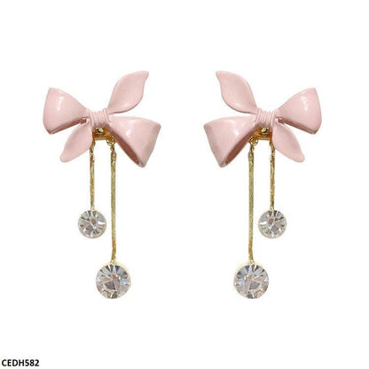 CEDH582 ZCD Bow/Round Drop Earrings