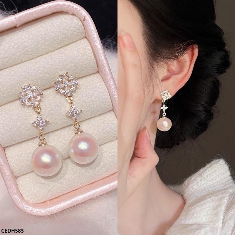 CEDH583 SYB Flower/Pearl Drop Earrings