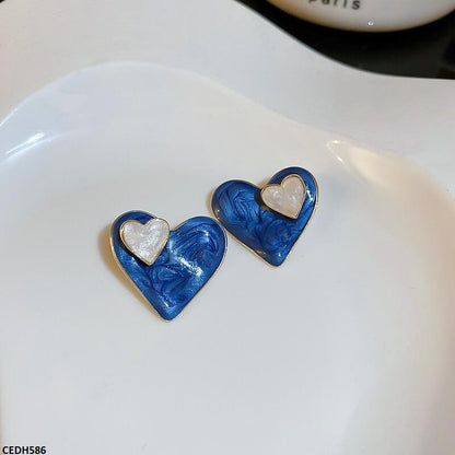 CEDH586 LSH Double Heart Drop Earrings