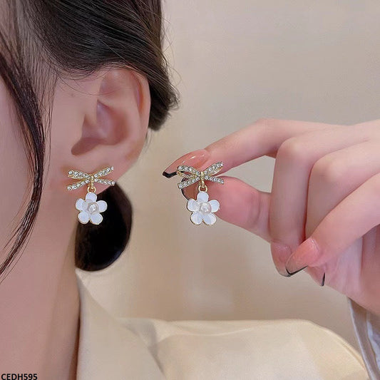 CEDH595-SIQ CEDH595 SIQ Bow/Flower Drop Earrings