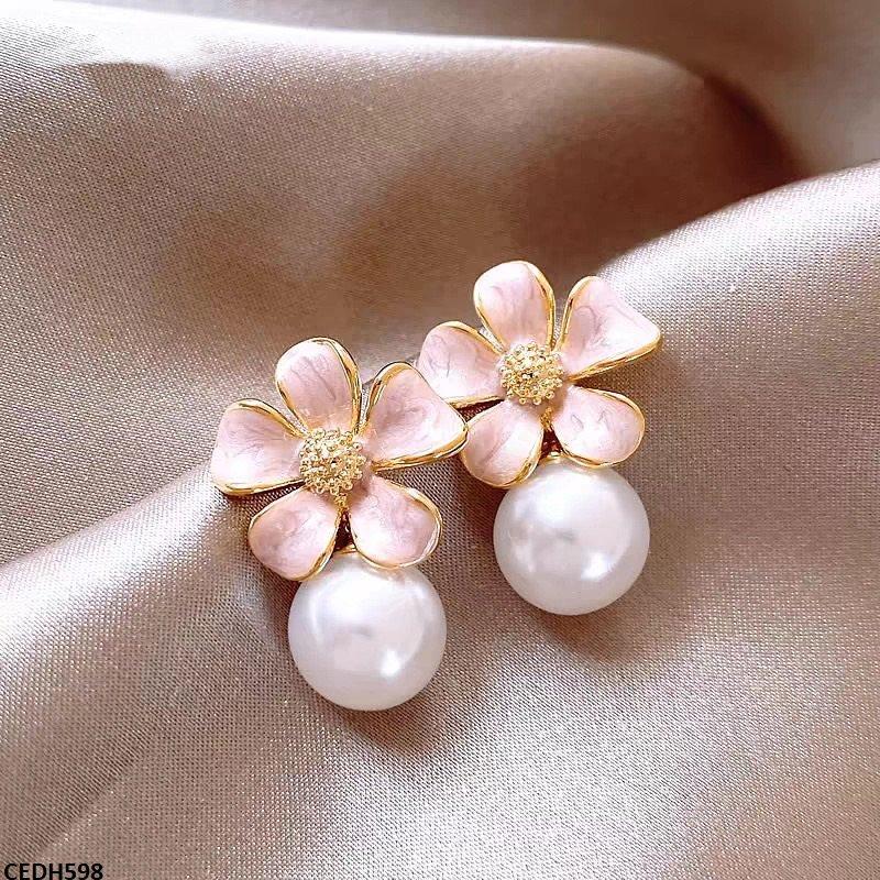 CEDH598-ZHL CEDH598 ZHL Flower Pearl Drop Earrings