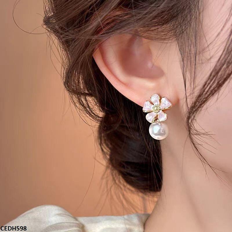 CEDH598-ZHL CEDH598 ZHL Flower Pearl Drop Earrings