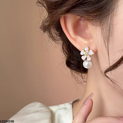 CEDH598-ZHL CEDH598 ZHL Flower Pearl Drop Earrings