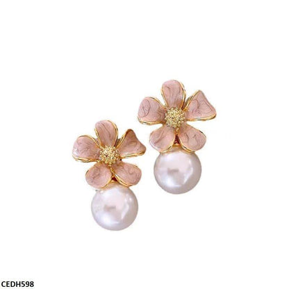 CEDH598-ZHL CEDH598 ZHL Flower Pearl Drop Earrings