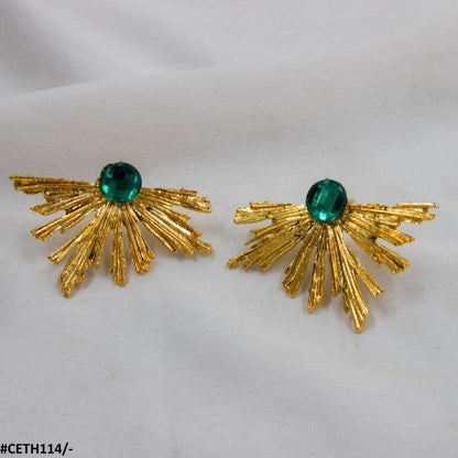 CETH114 YYE Peacock Leaft Studs