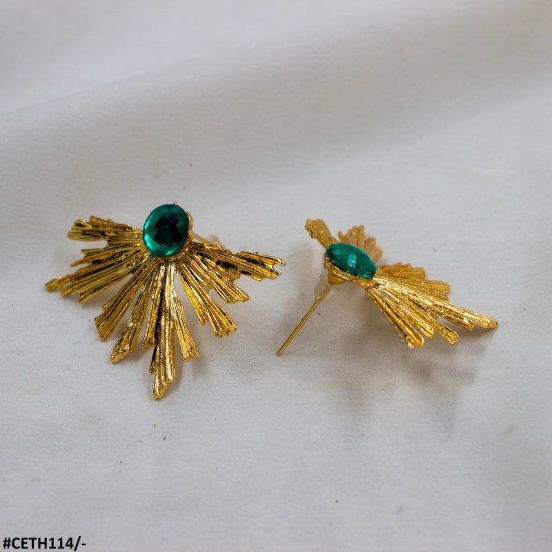 CETH114 YYE Peacock Leaft Studs