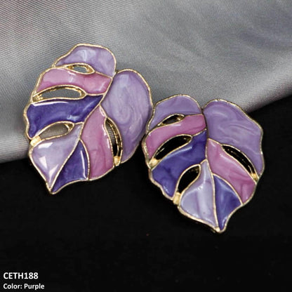 CETH188 ZLX Painted Leaf Studs