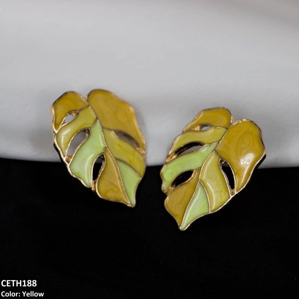 CETH188 ZLX Painted Leaf Studs