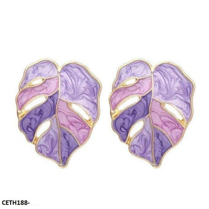 CETH188 ZLX Painted Leaf Studs